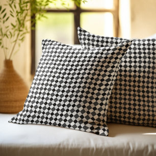 Black Grey White Diamond Chequered Cushion