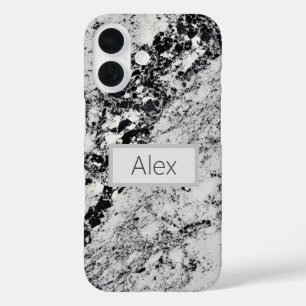 Black, Grey & White Granite iPhone 16 Case