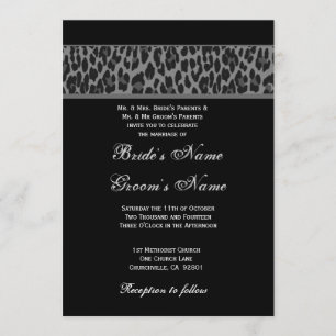 Black Grey White Leopard Wedding Invitation