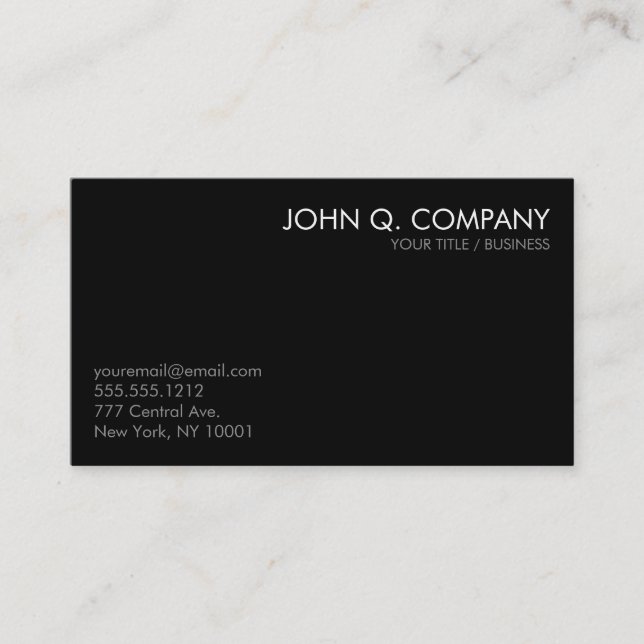 Black Grey White Minimal Basic Business Card (Front)
