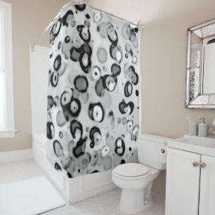 BLACK GREY WHITE MODERN TRENDY SIMPLE ABSTRACT SHOWER CURTAIN