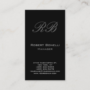 Black Grey White Monogram Manager Business Card