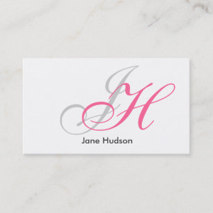 Black Grey White Monogram Simple Business Card