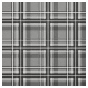 black grey white plaid fabric