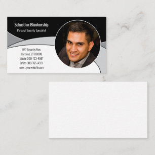 Black Grey White Professional Custom Photo Business Card
