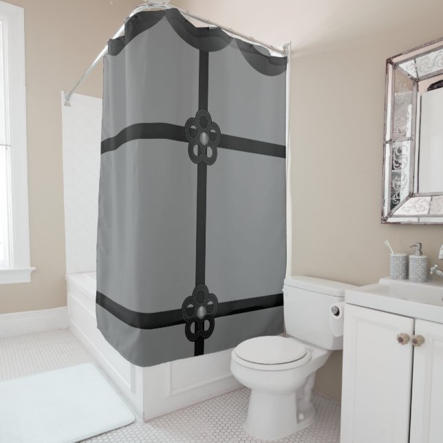 Black grey white showercurtain shower curtain (In Situ)