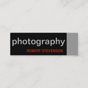Black Grey White Skinny Photography Business Card