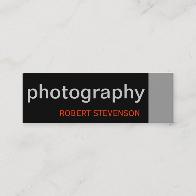Black Grey White Skinny Photography Business Card (Front)