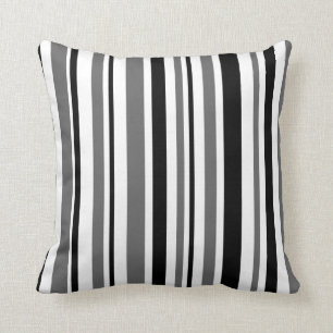 Black, Grey, White Stripes Cushion