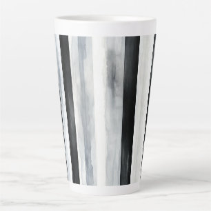 Black Grey White Stripes Latte Mug