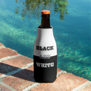 Black Grey White Text And Solid Colours Design Bottle Cooler
