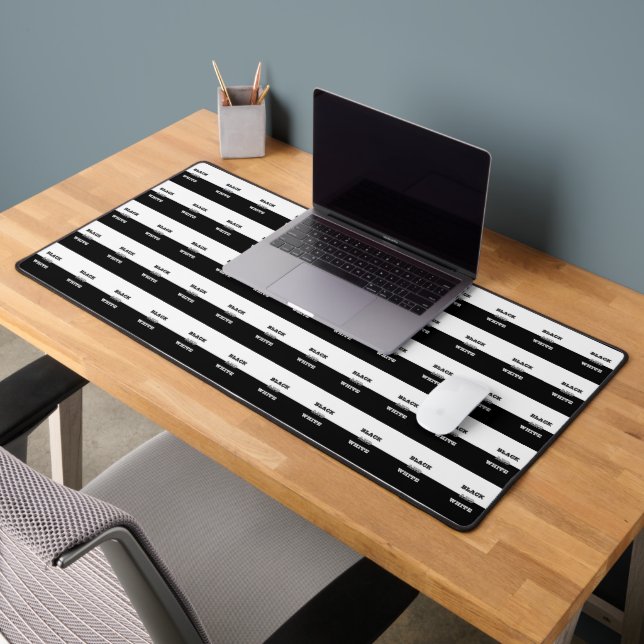Black Grey White Text And Solid Colours Design Desk Mat (Office 2)