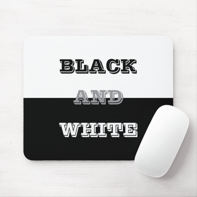 Black Grey White Text And Solid Colours Design Mouse Mat (With Mouse)
