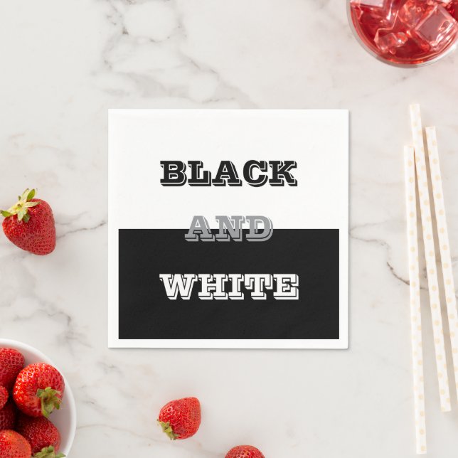 Black Grey White Text And Solid Colours Design Napkin (Insitu)