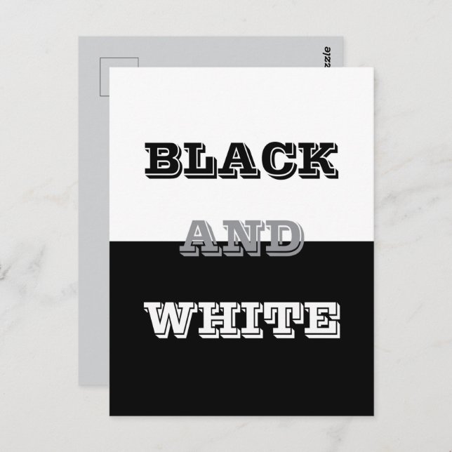 Black Grey White Text And Solid Colours Design Postcard (Front/Back)