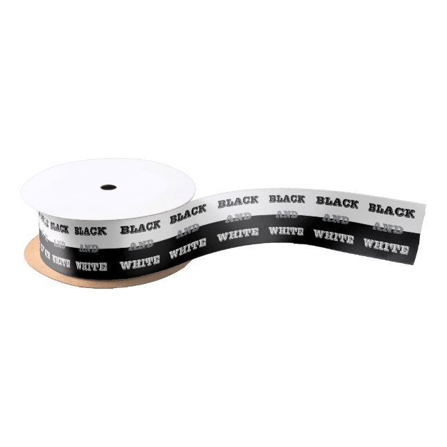 Black Grey White Text And Solid Colours Design     Satin Ribbon (Spool)