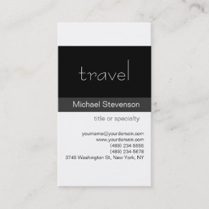 Black Grey White Travel Agent Business Card