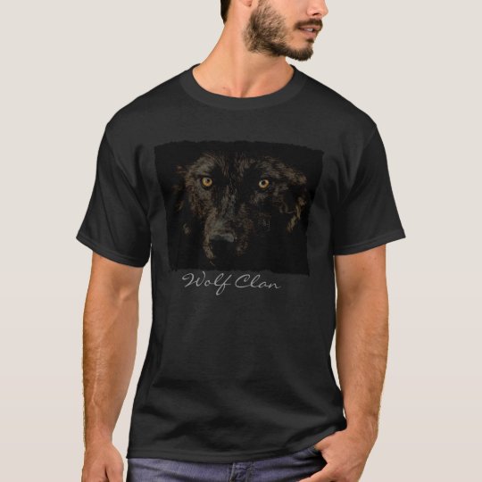 Black Grey Wolf Face - WOLF CLAN Wildlife Art T-Shirt