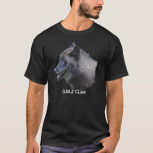 Black Grey Wolf Head Wildlife Wolf Clan T-Shirt