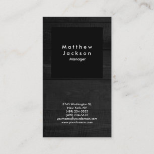Black & Grey Wood Modern Plain Professional Business Card