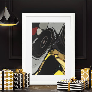Black Grey Yellow Burgundy Abstract unframed Poster