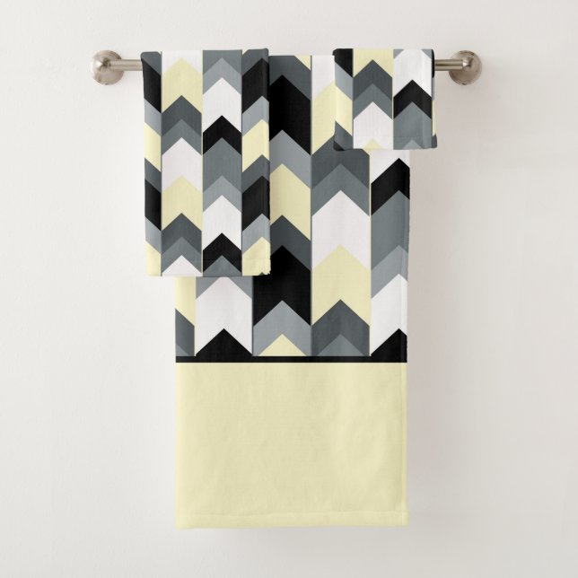 Black , grey, yellow chevron bath towel set (Insitu)