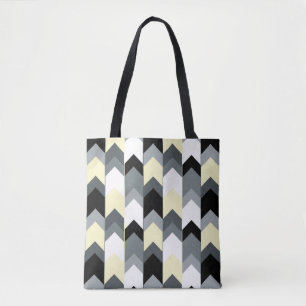 Black , grey, yellow chevron tote bag