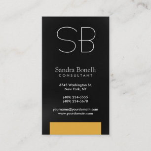 Black Grey Yellow Monogram Business Card