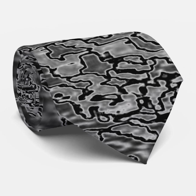 Black Greyed stiped Monogram Tie (Rolled)