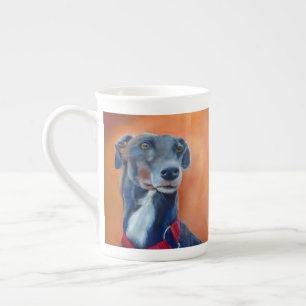 Black greyhound (a398) bone china mug