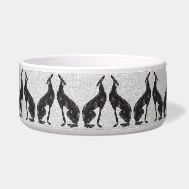 Black Greyhound Ceramic Pet Bowl (Front)