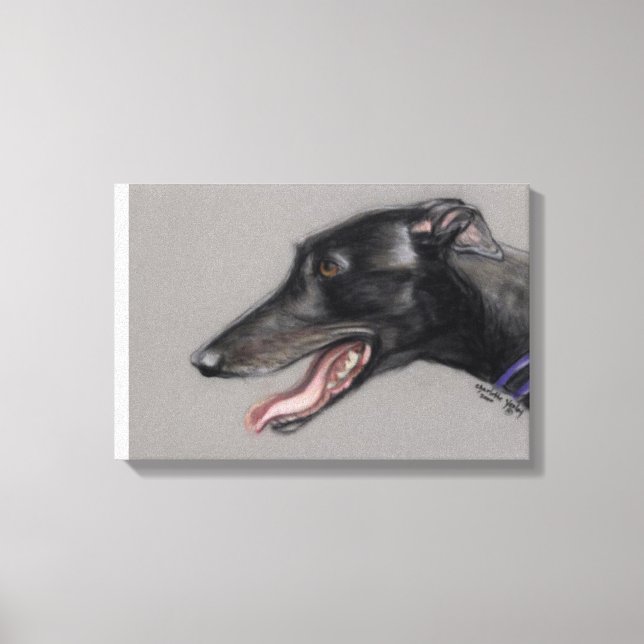 Black Greyhound Dog Art Canvas Print (Front)