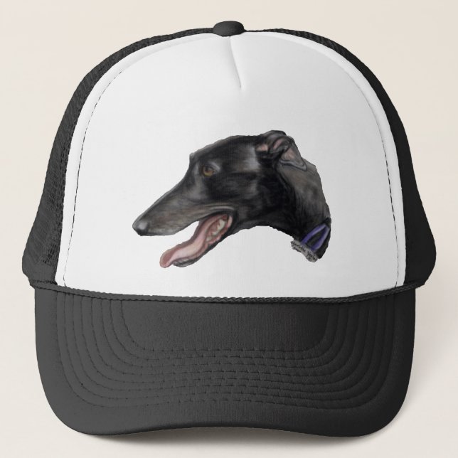 "Black Greyhound" Dog Art Hat (Front)