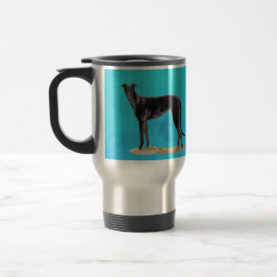 Black Greyhound Dog Art Travel Mug