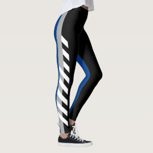 Black, Grey'n'Blue Stripe Leggings