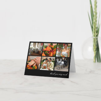 Black grid collage 6 photos memories thank you card