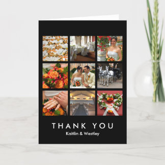 Black grid collage 9 photos memories thank you card