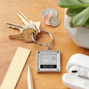 Black Grid Photo Key Ring