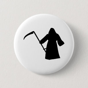black grim reaper death icon 6 cm round badge