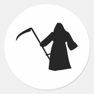 black grim reaper death icon classic round sticker