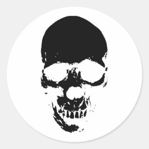 Black Grim Reaper Skull Classic Round Sticker