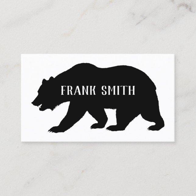 Black Grizzly Bear Silhouette Business Card (Front)