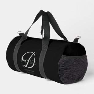 Black groomsman monogram duffle bag