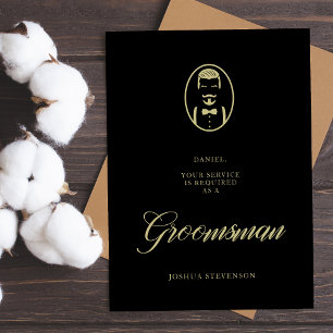 Black Groomsman Silhouette Simple Wedding Proposal