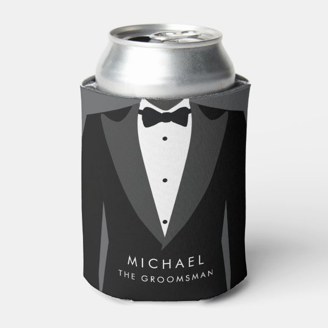 Black Groomsmen Cooler Gifts Can Cooler (Can Front)