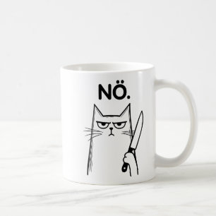 Black grumpy Cat Nope Funny Crew Coffee Mug