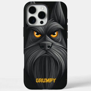 Black Grumpy Schnauzer Portrait iPhone 16 Pro Max Case