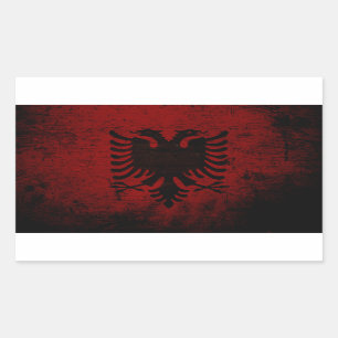 Black Grunge Albania Flag Rectangular Sticker