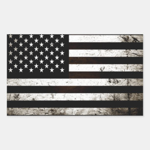 Black Grunge American Flag 2 Rectangular Sticker