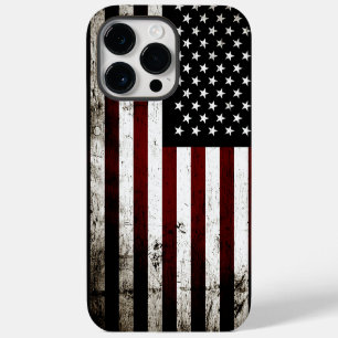 Black Grunge American Flag iPhone 14 Pro Max Case